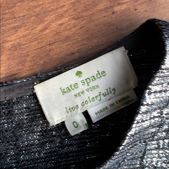 Silver Metallic lame Kate Spade short sleeve top. - Picture 4 of 6